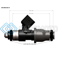 INJECTOR DYNAMICS 1300.48.14.14.2 1300CC INJECTORS - 48MM LENGTH - 14MM TOP - 14MM LOWER O-RING (SET OF 2)