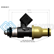 INJECTOR DYNAMICS 1300.48.11.14.4 1340CC INJECTORS - 48MM LENGTH - 11MM GOLD TOP - 14MM LOWER O-RING (SET OF 4)