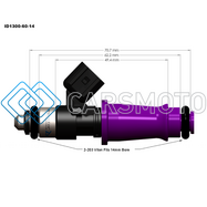 INJECTOR DYNAMICS 1300.60.14.15.8 1340CC INJECTORS - 60MM LENGTH - 14MM PURPLE TOP - 15MM LOWER O-RING (SET OF 8)