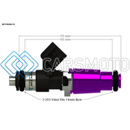 INJECTOR DYNAMICS 1750.60.14.14W.8 1750-XDS - INJECTORS 60MM / 14MM TOP O-RING 14MM BLUE BOTTOM ADAPTOR - SET OF 8