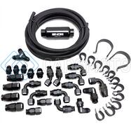 SNOW PERFORMANCE SNF-60801B 8AN BRAIDED STAINLESS FUEL LINE KIT - BLACK LINE