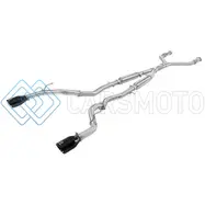 AFE 49-36134NM-B POWER TAKEDA 2.5IN 304 SS CB EXHAUST W/ BLACK TIPS 17-19 INFINITI Q60 V6-3.0L (TT)