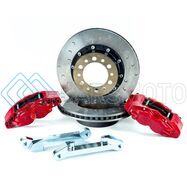 ALCON BKF5459AX14 2007+ JEEP JK W/ 6X5.5IN HUB 357X32MM ROTOR 4-PISTON RED CALIPERS FRONT BRAKE UPGRADE KIT