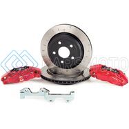 ALCON BKR5059D12 2007+ JEEP JK-JL 330X22MM ROTORS 4-PISTON CALIPERS REAR BRAKE KIT (INCLUDES BRAKE LINES) - RED