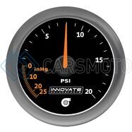 INNOVATE 3857 MTX ANALOG 20 PSI VACUUM/BOOST GAUGE KIT - BLACK DIAL