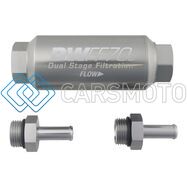 DEATSCHWERKS 8-03-70C-010K-38 3/8 IN, 10 MICRON, 70MM COMPACT IN-LINE FUEL FILTER KIT