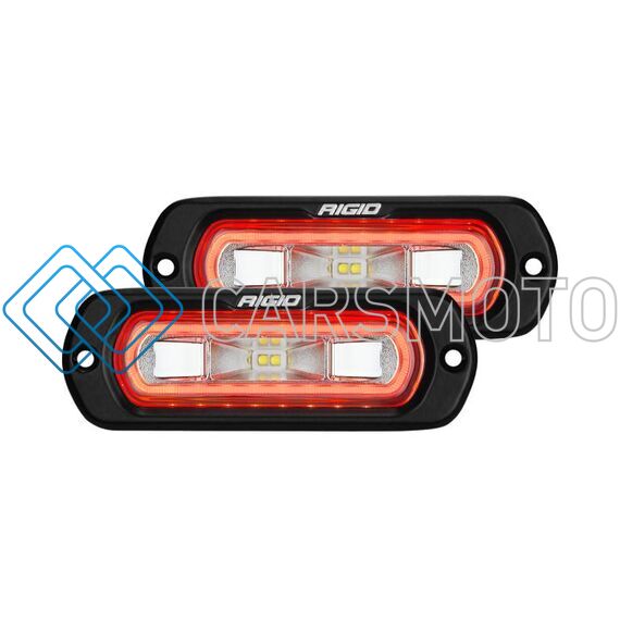 RIGID 53222 SR-L SERIES OFF-ROAD SPREADER POD 3 WIRE FLUSH MOUNT WITH RED HALO PAIR RIGID INDUSTRIES