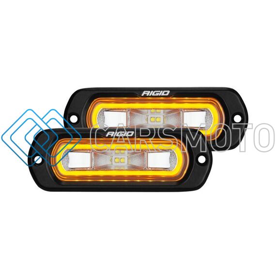 RIGID 53223 SR-L SERIES OFF-ROAD SPREADER POD 3 WIRE FLUSH MOUNT WITH AMBER HALO PAIR RIGID INDUSTRIES