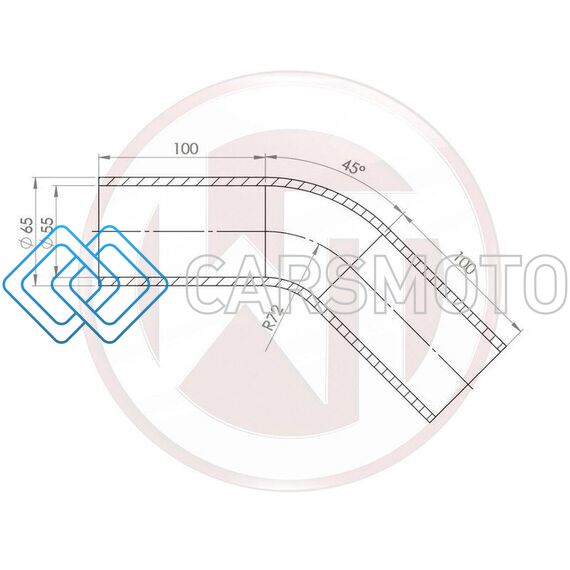 WAGNER TUNING 001004159 55MM SILICONE HOSE 45 DEG BEND BLACK SILICONE HOSE