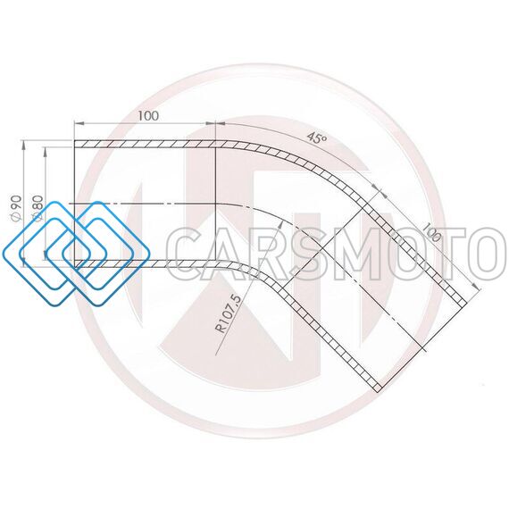 WAGNER TUNING 001004162 80MM SILICONE HOSE 45 DEG BEND BLACK SILICONE HOSE
