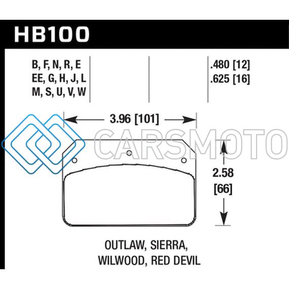 HAWK PERFORMANCE HB100B.480 WILWOOD DL/OUTLAW/SIERRA 12MM HPS 5.0 STREET BRAKE PADS