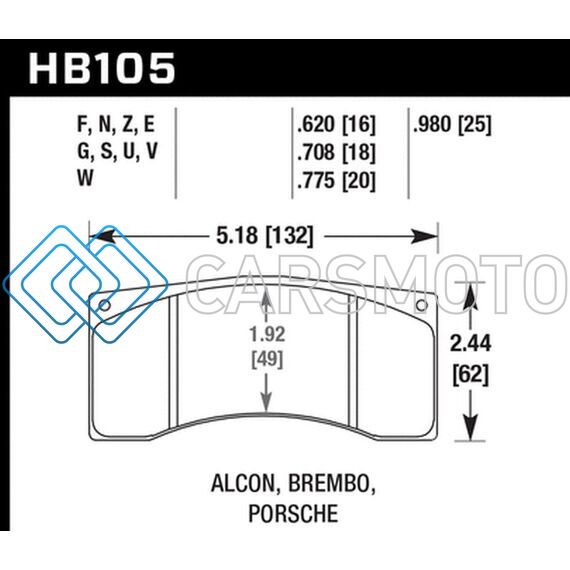 HAWK PERFORMANCE HB105G.775 BREMBO/ALCON DTC-60 RACE BRAKE PAD SETS