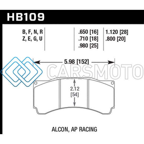 HAWK PERFORMANCE HB109Q1.12 DTC-80 AP RACING/ALCON 29MM RACE BRAKE PADS