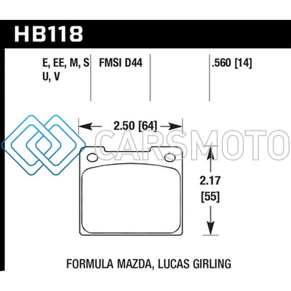 HAWK PERFORMANCE HB118U.560 65-80 TRIUMPH SPITFIRE (MKIII/MKIV) DTC-70 RACE FRONT BRAKE PADS