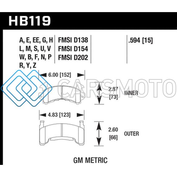HAWK PERFORMANCE HB119S.594 82-02 CHEVROLET S10 / 83-94 CHEVROLET S10 BLAZER HT-10 RACE FRONT BRAKE PADS