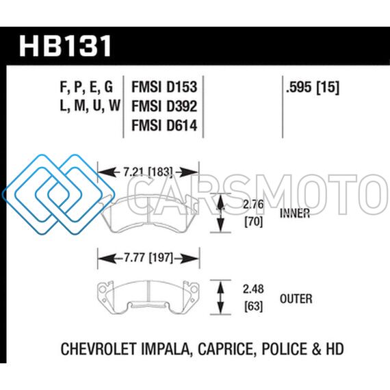 HAWK PERFORMANCE HB131M.595 79-84 CHEVROLET C20/C30/G30/K20 BLACK RACE FRONT BRAKE PADS