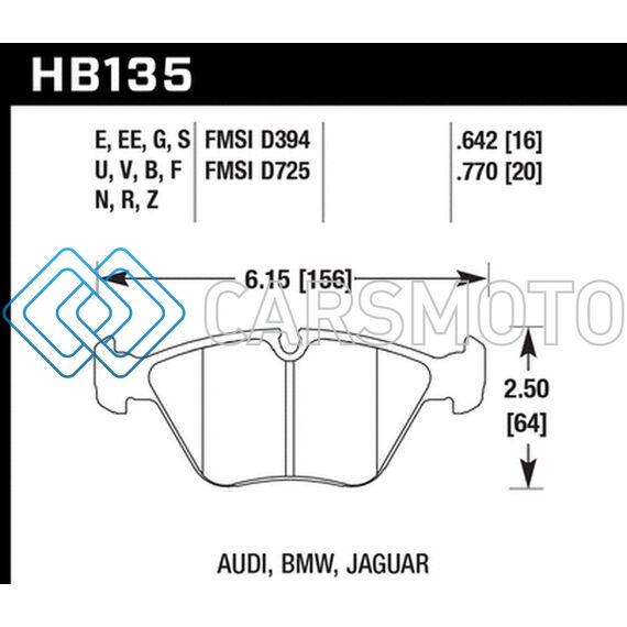 HAWK PERFORMANCE HB135F.760 95-02 BMW M3/91-93 M5 FRONT HPS BRAKE PADS