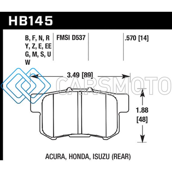 HAWK PERFORMANCE HB145W.570 ACURA / HONDA / SUZUKI DTC-30 RACE REAR BRAKE PADS