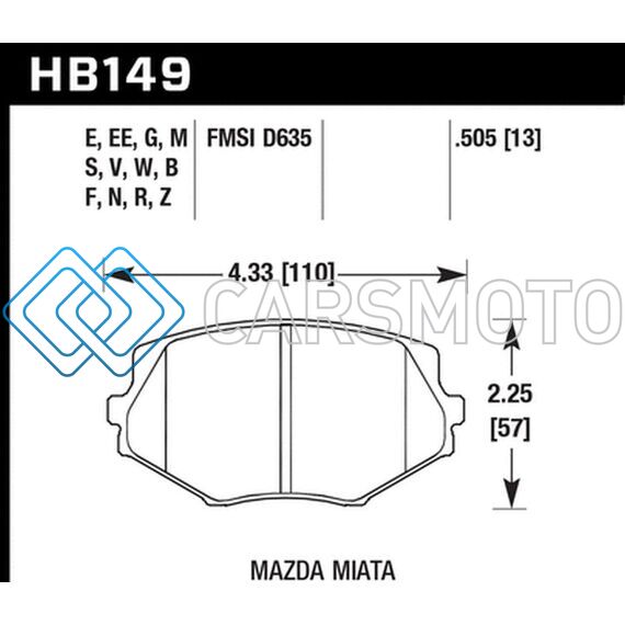 HAWK PERFORMANCE HB149F.505 94-05 MIATA / 01-05 NORMAL SUSPENSION HPS STREET FRONT BRAKE PADS (D635)