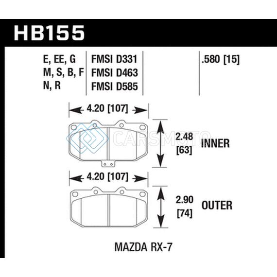 HAWK PERFORMANCE HB155G.580 86-95 MAZDA RX-7 DTC-60 RACE FRONT BRAKE PADS