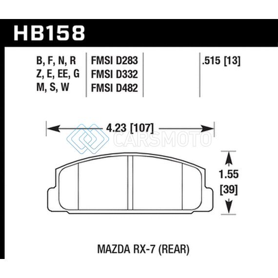 HAWK PERFORMANCE HB158G.515 03-05 MAZDA 6 / 84-95 MAZDA RX-7 DTC-60 RACE REAR BRAKE PADS