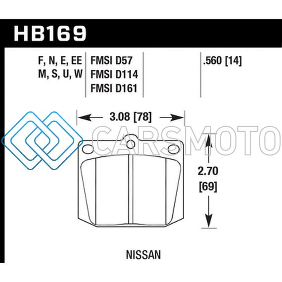 HAWK PERFORMANCE HB169E.560 NISSAN 810/240Z/260Z/280Z/620 / TOYOTA CORONA/CRESSIDA/CROWN/PICKUP BLUE 9012 FRONT RACE PADS