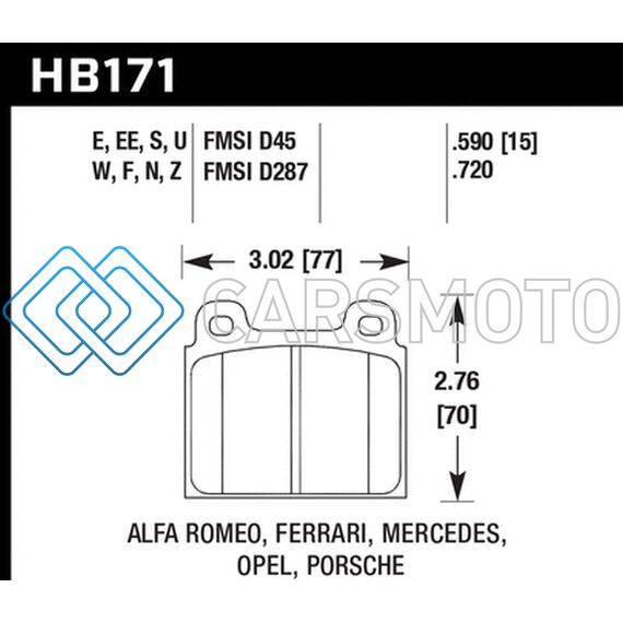 HAWK PERFORMANCE HB171F.590 HPS STREET BRAKE PADS