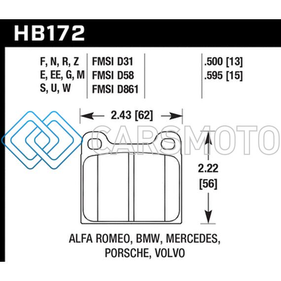 HAWK PERFORMANCE HB172F.595 HPS STREET BRAKE PADS