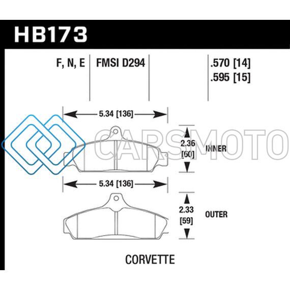 HAWK PERFORMANCE HB173F.570 84-87 CHEVY CORVETTE 5.7 HPS STREET FRONT BRAKE PADS