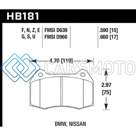 HAWK PERFORMANCE HB181F.660 94-97 BMW 840CI/850CI HPS FRONT STREET BRAKE PADS