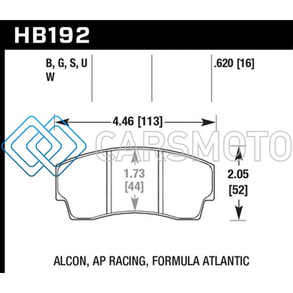 HAWK PERFORMANCE HB192U.620 AP RACING CP4567 / CP5040-10/11/12/13S4 / CP5100 / CP5108 / CP6760 DTC-70 RACE BRAKE PADS