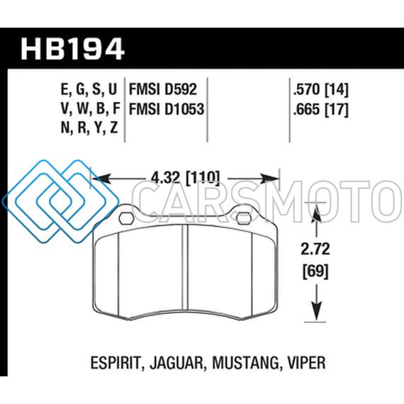 HAWK PERFORMANCE HB194V.570 2010 CAMARO SS HT-14 RACE REAR BRAKE PADS