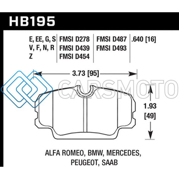 HAWK PERFORMANCE HB195U.640 87-91 BMW 325I DTC-70 FRONT RACE BRAKE PADS