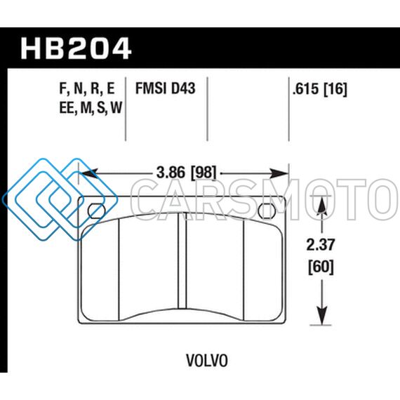 HAWK PERFORMANCE HB204N.615 HP+ STREET BRAKE PADS