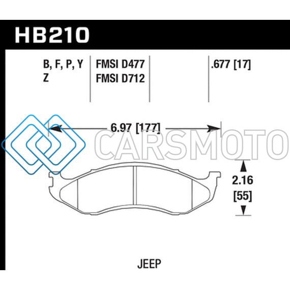 HAWK PERFORMANCE HB210Z.677 PERFORMANCE CERAMIC STREET BRAKE PADS