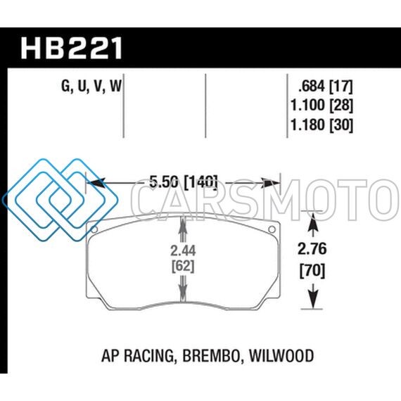 HAWK PERFORMANCE HB221U.787 AP RACING/WILWOOD DTC-70 RACE BRAKE PADS