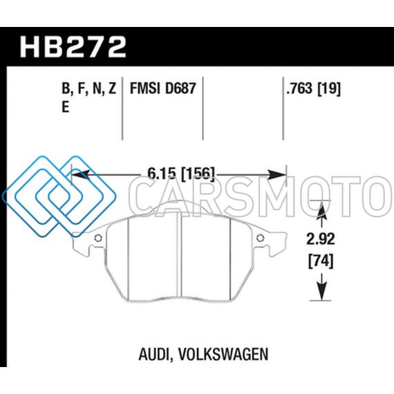 HAWK PERFORMANCE HB272F.763A 00-06 AUDI TT/TT QUATTRO / 96-06 VW (VARIOUS) HPS STREET FRONT BRAKE PADS