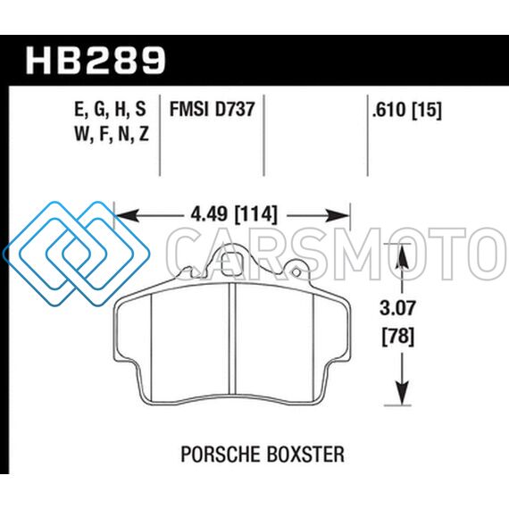 HAWK PERFORMANCE HB289G.610 97-08 PORSCHE BOXSTER DTC-60 COMPOUND FRONT BRAKE PADS