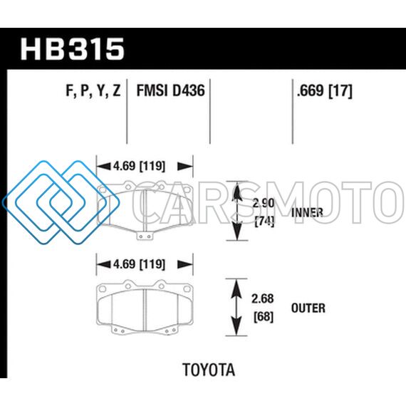 HAWK PERFORMANCE HB315Y.669 LTS STREET BRAKE PADS