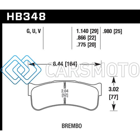 HAWK PERFORMANCE HB348U1.14 BREMBO DISC DTC-70 W/ 1.140IN THICKNESS RACE BRAKE PADS