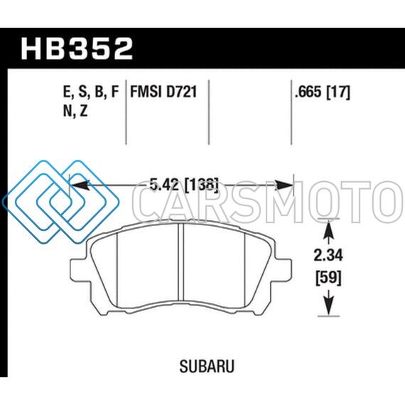 HAWK PERFORMANCE HB352F.665 02-03 WRX / 98-01 IMPREZA / 97-02 LEGACY 2.5L / 98-02 FORESTER 2.5L D721 HPS STREET FRONT BRAKE