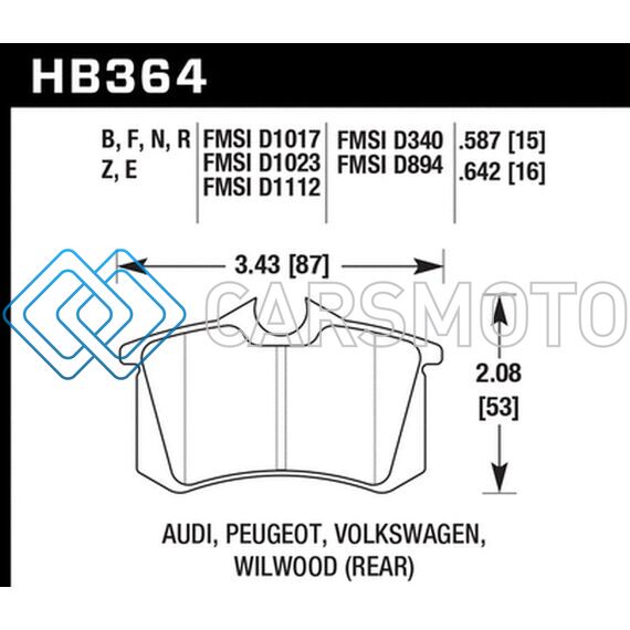 HAWK PERFORMANCE HB364N.642 HP+ STREET BRAKE PADS