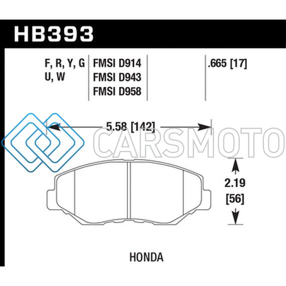 HAWK PERFORMANCE HB393U.665 12-15 HONDA CIVIC SI / 03-14 HONDA ACCORD SEDAN/COUPE DTC-70 RACE FRONT BRAKE PADS