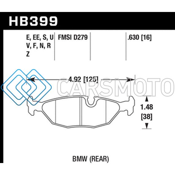 HAWK PERFORMANCE HB399G.630 BMW MOTORSPORT 16MM THICK DTC-60 REAR RACE BRAKE PADS
