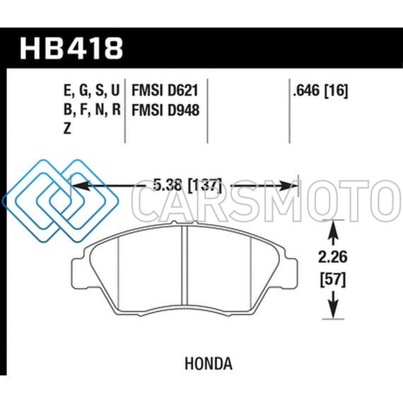 HAWK PERFORMANCE HB418E.646 02-06 RSX (NON-S) FRONT / 03-09 CIVIC HYBRID / 04-05 CIVIC SI FRONT BLUE 9012 RACE BRAKE PADS