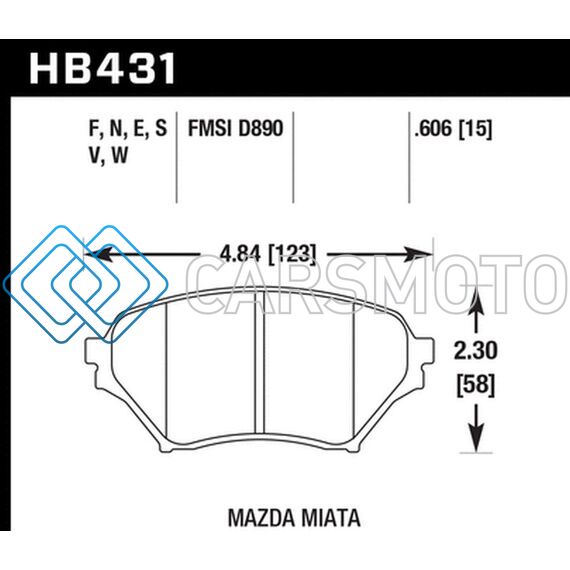HAWK PERFORMANCE HB431S.606 01-05 MIATA W/ SPORT SUSPENSION HT-10 RACE FRONT BRAKE PADS D890