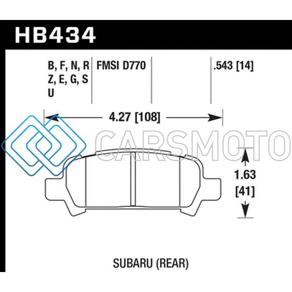 HAWK PERFORMANCE HB434F.543 02-03 WRX / 05-08 LGT D770 HPS STREET REAR BRAKE PADS