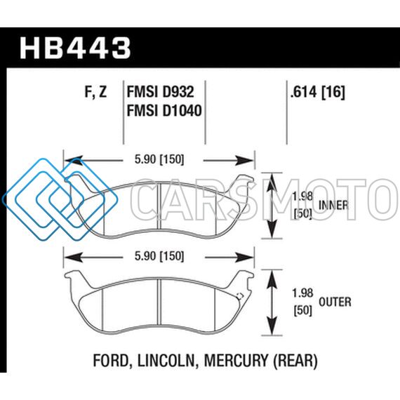 HAWK PERFORMANCE HB443F.614 HPS STREET BRAKE PADS