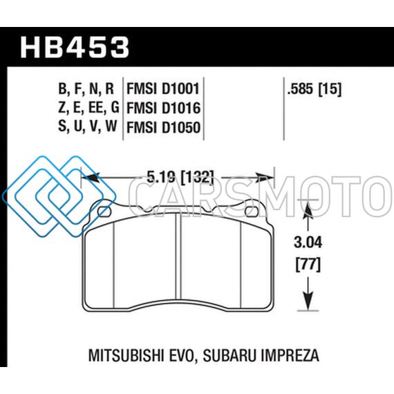 HAWK PERFORMANCE HB453Q.585 DTC-80 04-15 SUBARU IMPREZA WRX/STI, 02-06/08-14 MITSUBISHI LANCER EVO FRONT BRAKE PADS