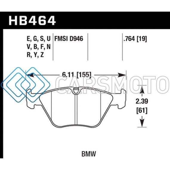 HAWK PERFORMANCE HB464F.764 01-06 BMW 330CI / 01-05 330I/330XI / 03-06 M3 HPS STREET FRONT BRAKE PADS